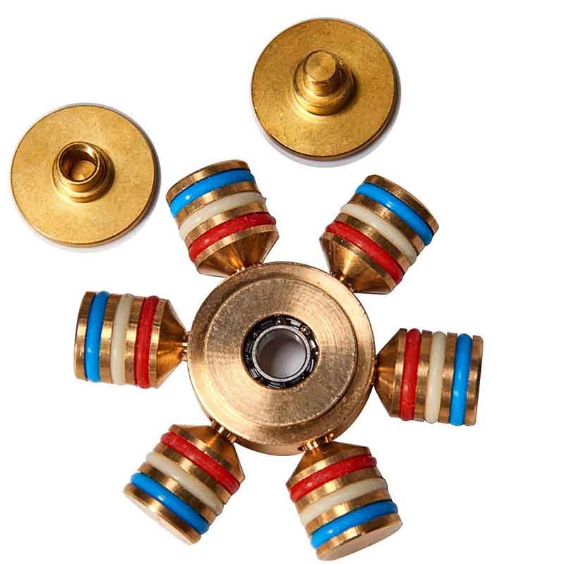 EDC DIY 6 Point Brass Hand Spinner Game Tri Fidget Gyro Autism Focus Toy For Kid 